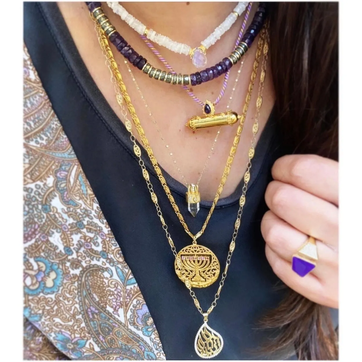 Vintage Style Filigree Chain Aish Necklace