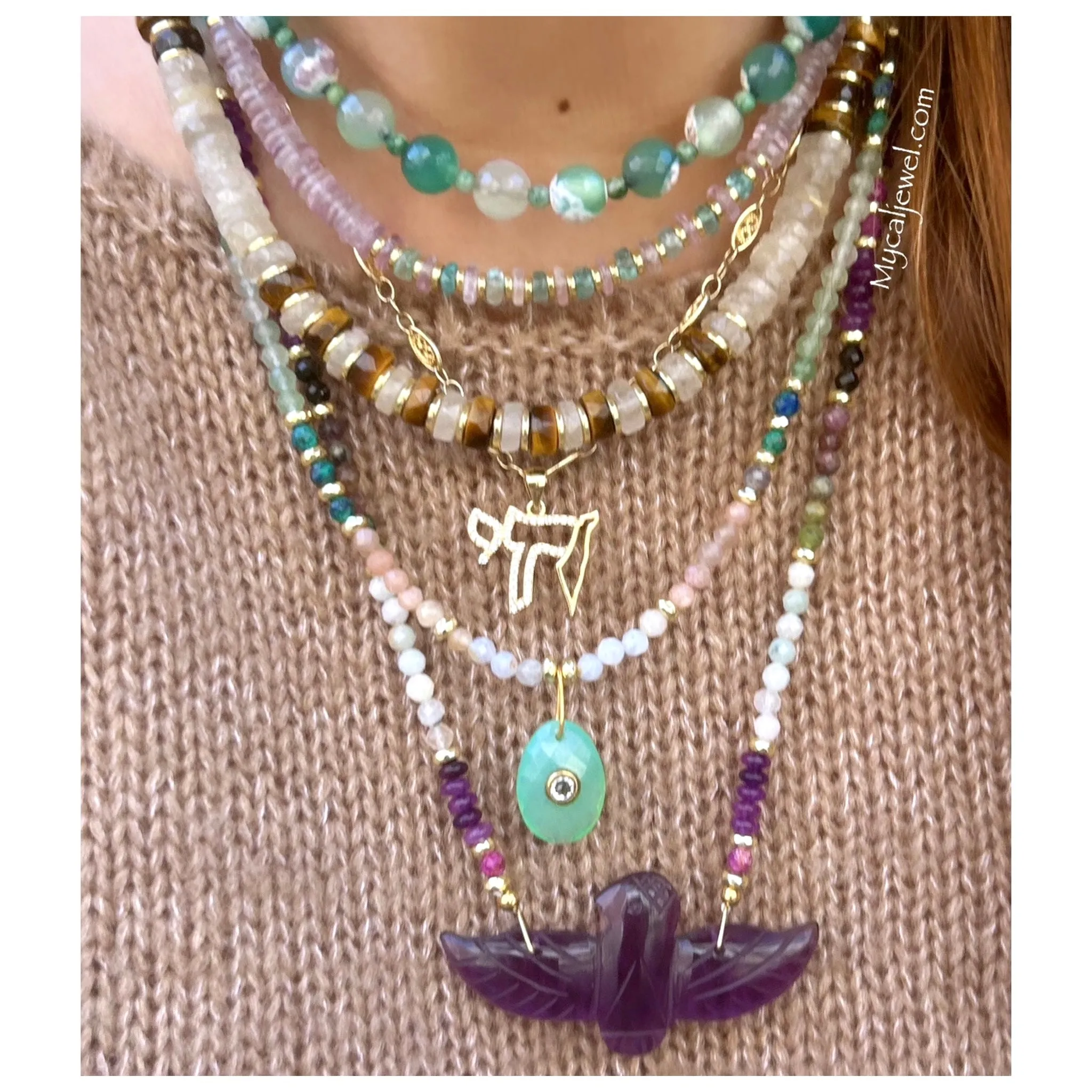 Vintage Style Filigree Chain Israel in Hai Necklace