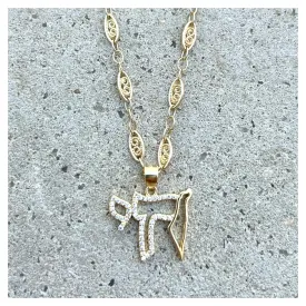 Vintage Style Filigree Chain Israel in Hai Necklace