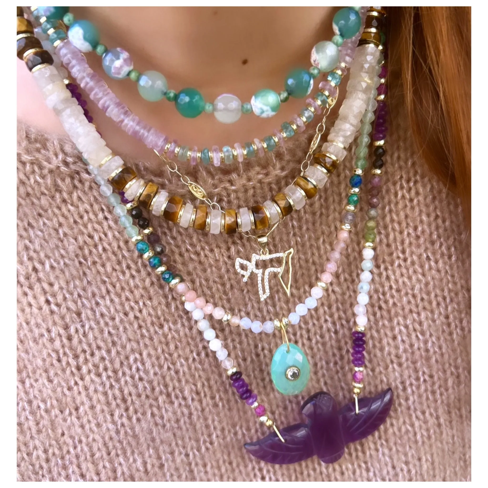 Vintage Style Filigree Chain Israel in Hai Necklace
