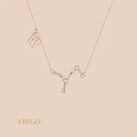 Virgo Constellation Necklace Rose Gold