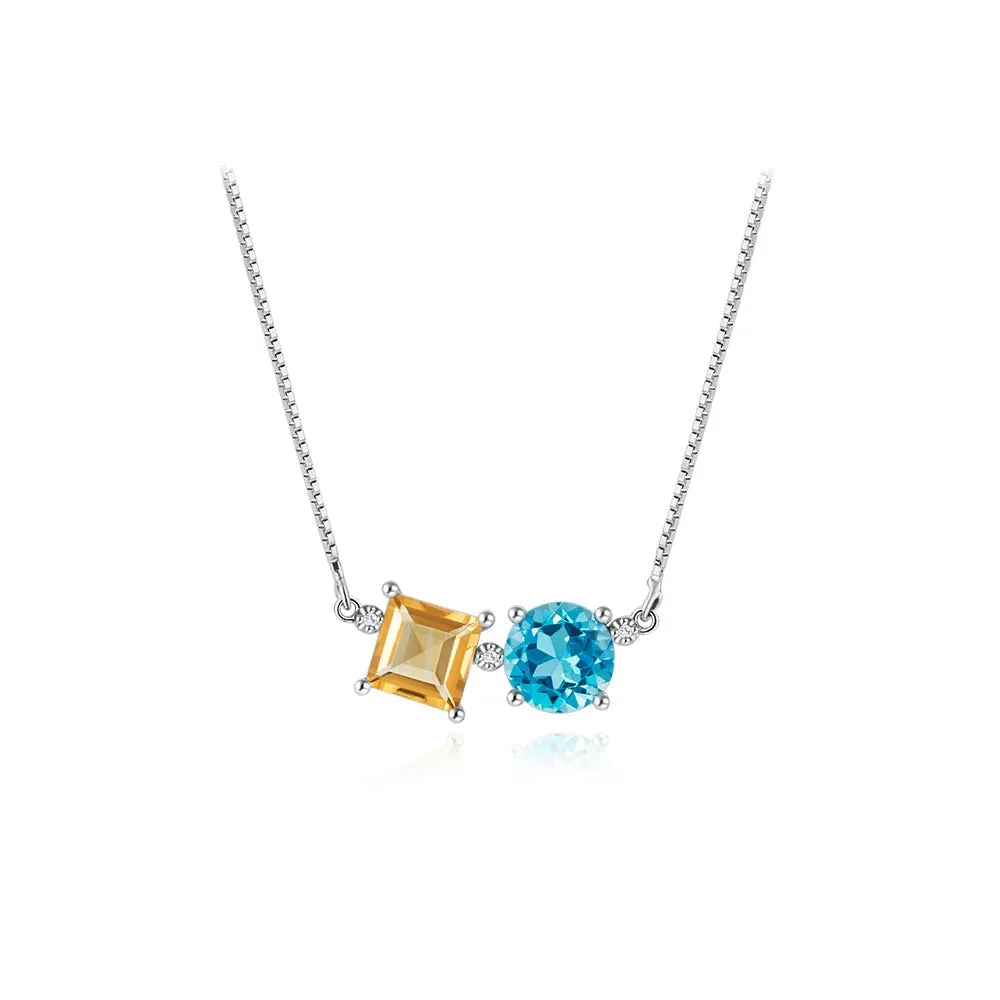 White Gold Coloured Gems with Diamond Necklace