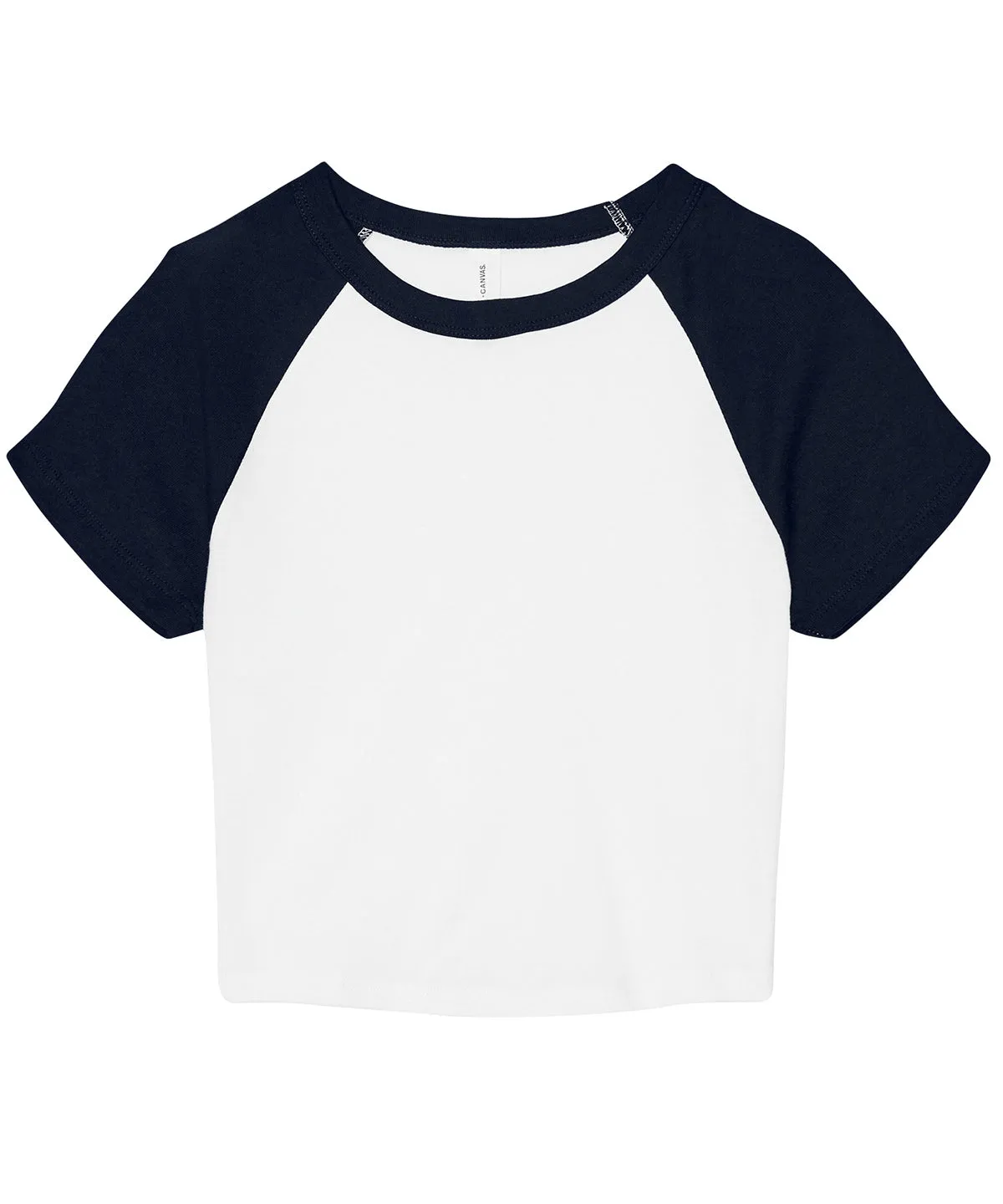 Womens micro rib raglan baby t-shirt | White/Navy