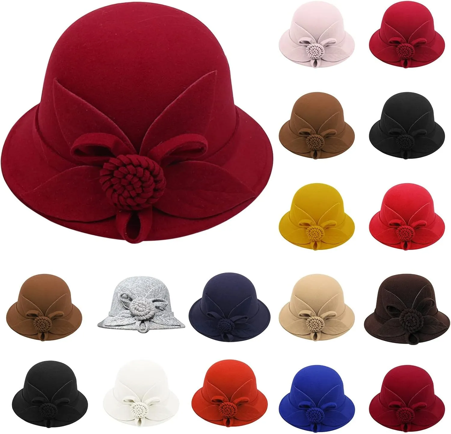 Wool Fedora Hats for Men Women Church Bowler Hat Bowtie Cap Bowler Cap (G, One Size)