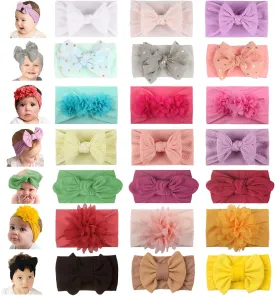 WZT 21PCS Baby Nylon Headbands 7 styles Hairbands Hair Bow Elastics for Girl headbands with bows Newborns Infant Toddlers