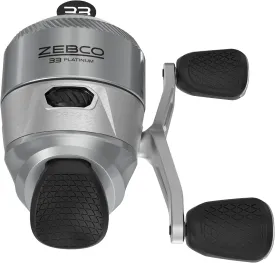 Zebco 33 Platinum Spincast Fishing Reel, Size 30 Reel, Right or Left-Hand Retrieve, 4.7:1 Gear Ratio, Pre-spooled with 10 lb Zebco Cajun Line, Silver